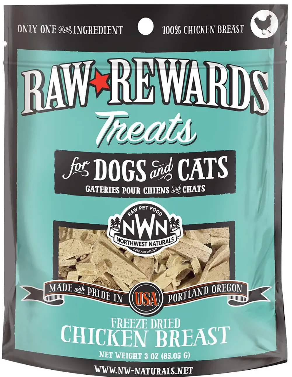 Northwest Naturals Freeze-Dried Treats | Freeze-Dried Treats^Raw Rewards Chicken Breast Freeze Dried Dog & Cat Treats, 3-oz