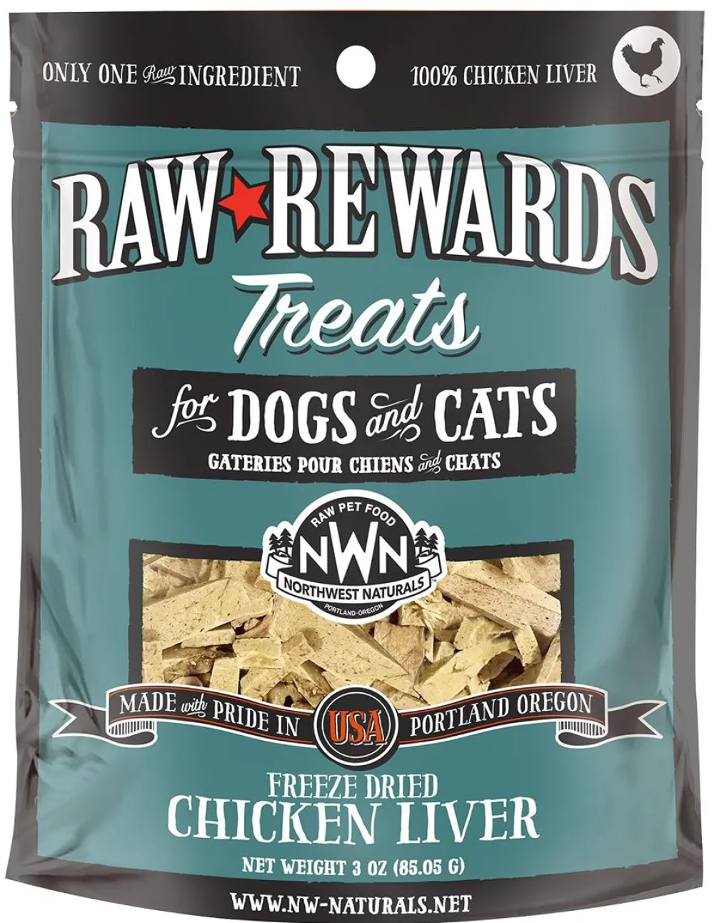 Northwest Naturals Freeze-Dried Treats | Freeze-Dried Treats^Raw Rewards Chicken Liver Freeze-Dried Dog & Cats Treats, 3-oz