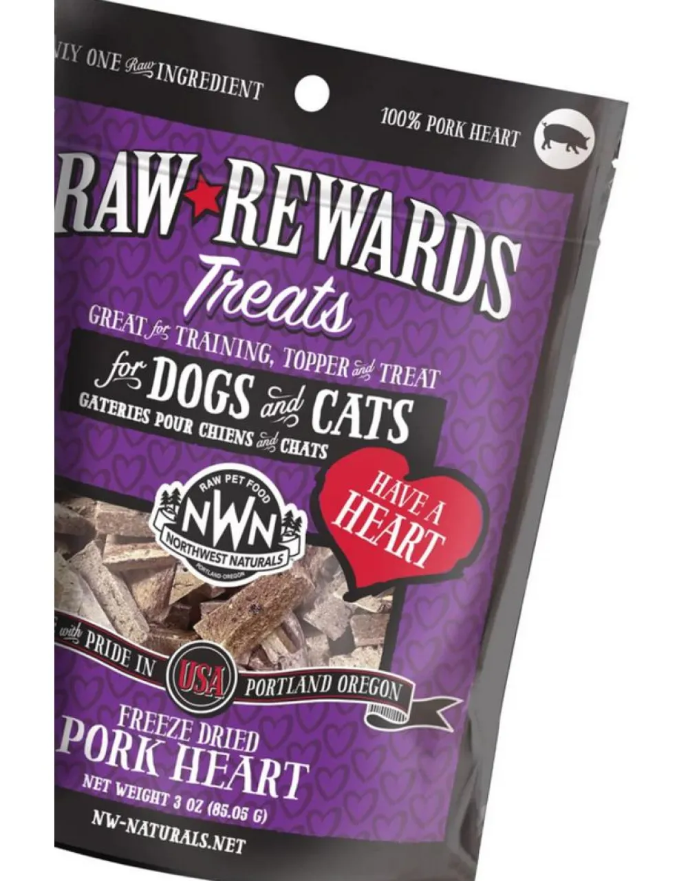 Northwest Naturals Freeze-Dried Treats | Freeze-Dried Treats^Raw Rewards Pork Hearts Freeze-Dried Dog & Cat Treats, 3-oz