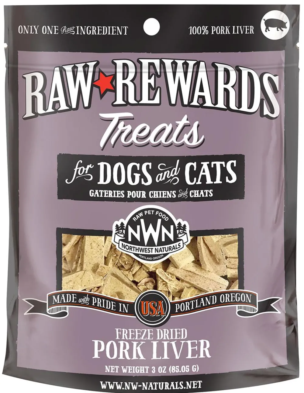 Northwest Naturals Freeze-Dried Treats | Freeze-Dried Treats^Raw Rewards Pork Liver Freeze Dried Dog & Cats Treats, 3-oz