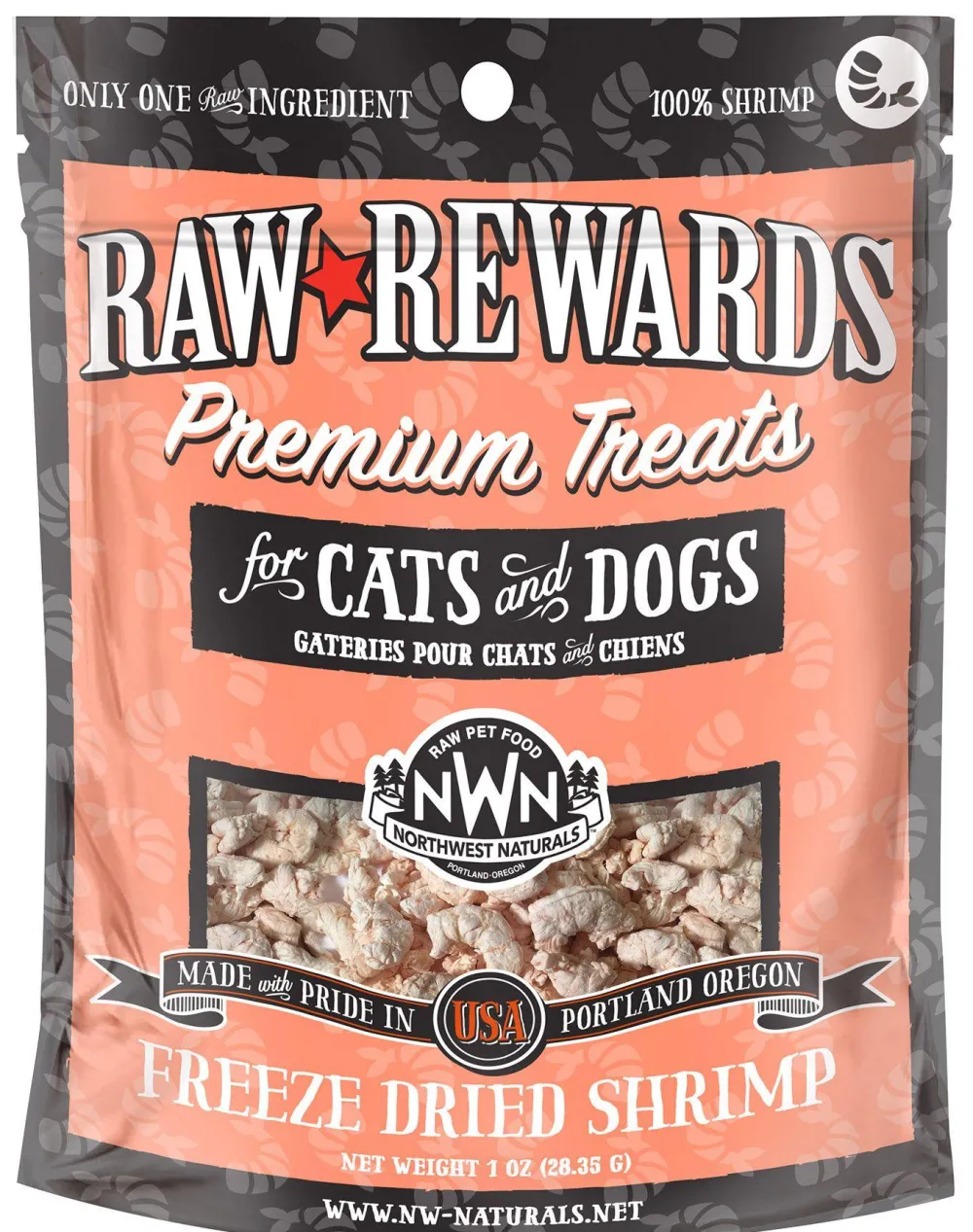 Northwest Naturals Freeze-Dried Treats | Freeze-Dried Treats^Raw Rewards Shrimp Freeze-Dried Dog & Cats Treats, 1-oz