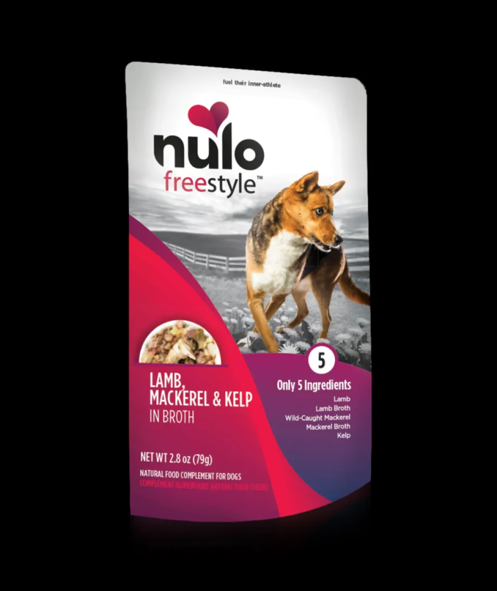 Nulo Food Toppings | Broth^Dog Freestyle Lamb, Saba/Mackerel & Kelp in Broth Grain-Free Dog Food Topper Pouch, 2.8-oz