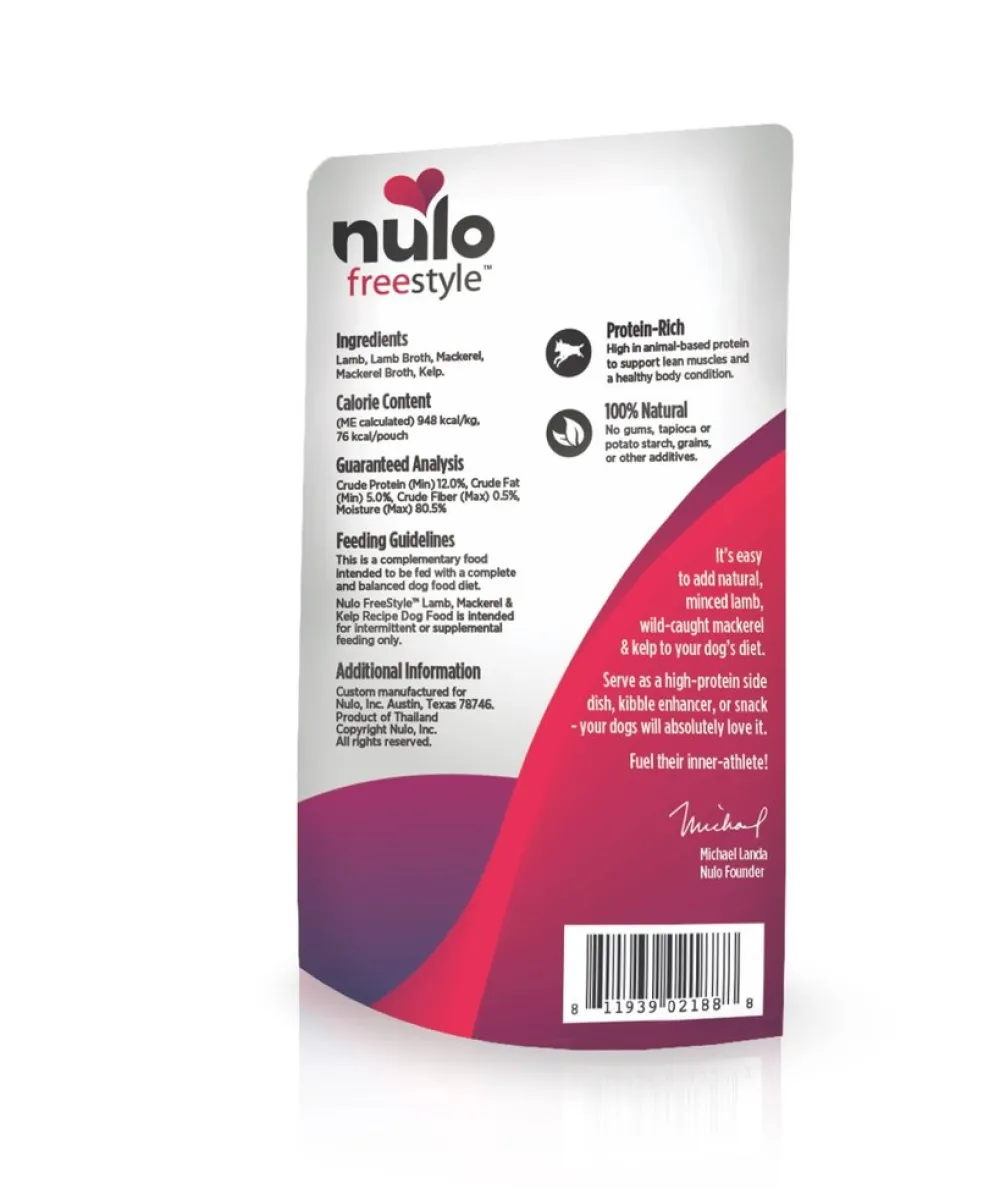 Nulo Food Toppings | Broth^Dog Freestyle Lamb, Saba/Mackerel & Kelp in Broth Grain-Free Dog Food Topper Pouch, 2.8-oz