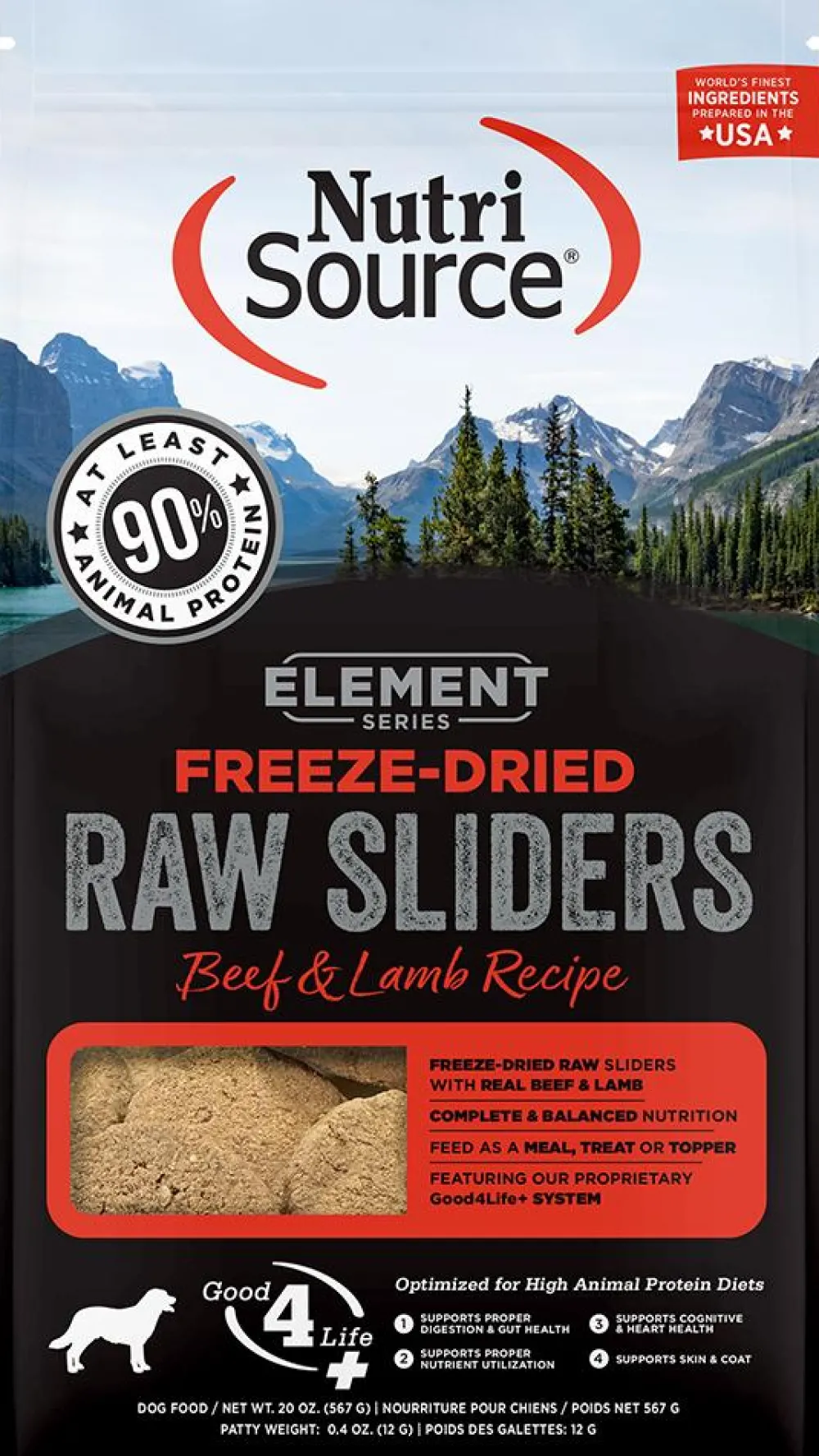 Nutrisource Freeze-Dried Food^Element Series Beef & Lamb Raw Sliders Freeze-Dried Dog Food, 20-oz