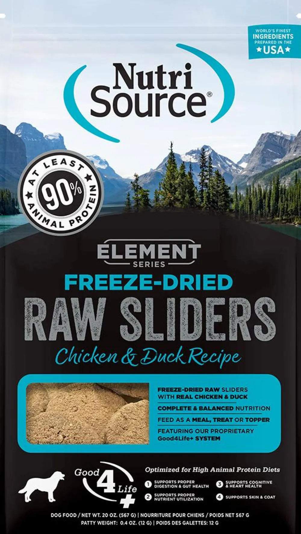 Nutrisource Freeze-Dried Food^Element Series Chicken & Duck Raw Sliders Freeze-Dried Dog Food, 20-oz