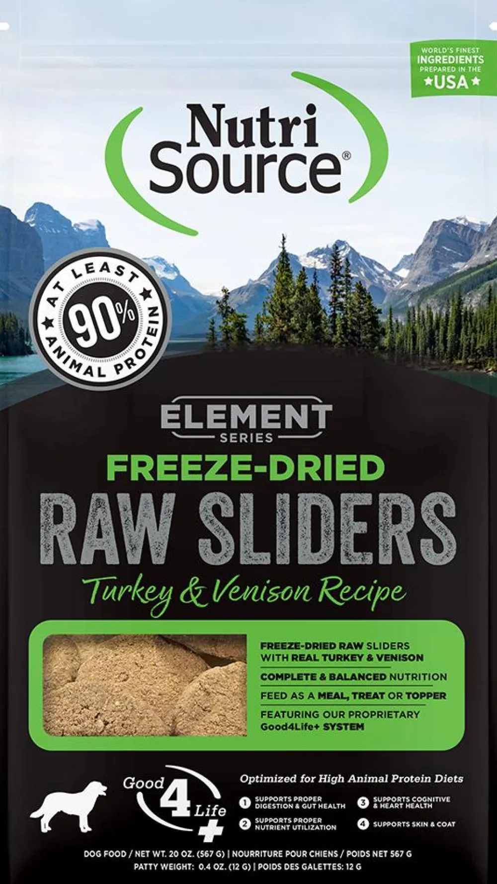 Nutrisource Freeze-Dried Food^Element Series Turkey & Venison Raw Sliders Freeze-Dried Dog Food, 20-oz