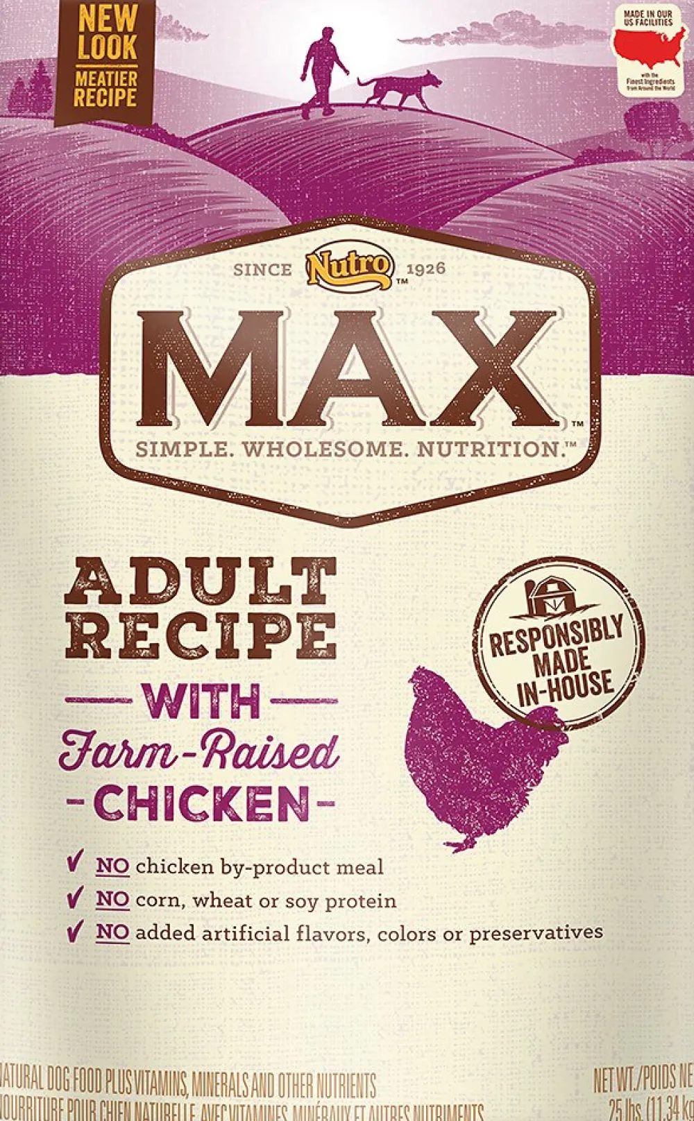 Nutro Dry Food^Max Adult Recipe with Farm-Raised Chicken Dry Dog Food, 25-lb