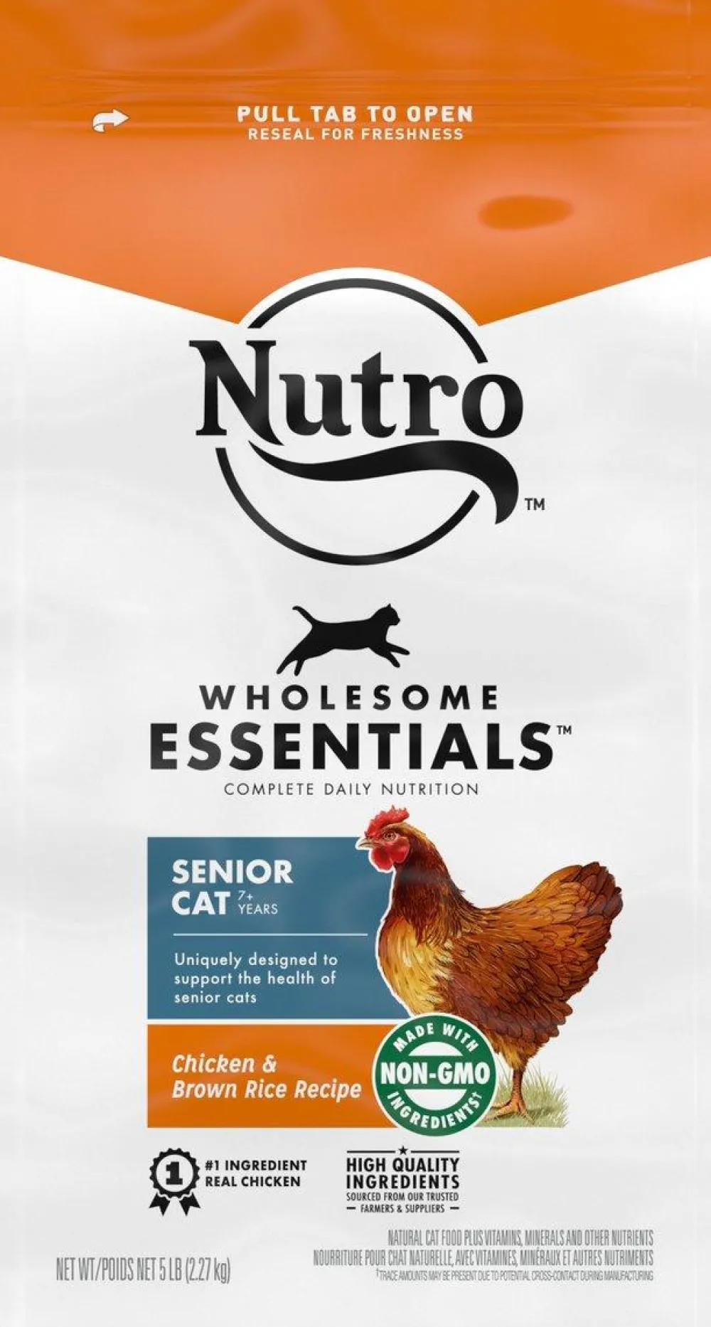 Nutro Dry Food^Wholesome Essentials Chicken & Brown Rice Recipe Senior 7+ Dry Cat Food, 5-lb