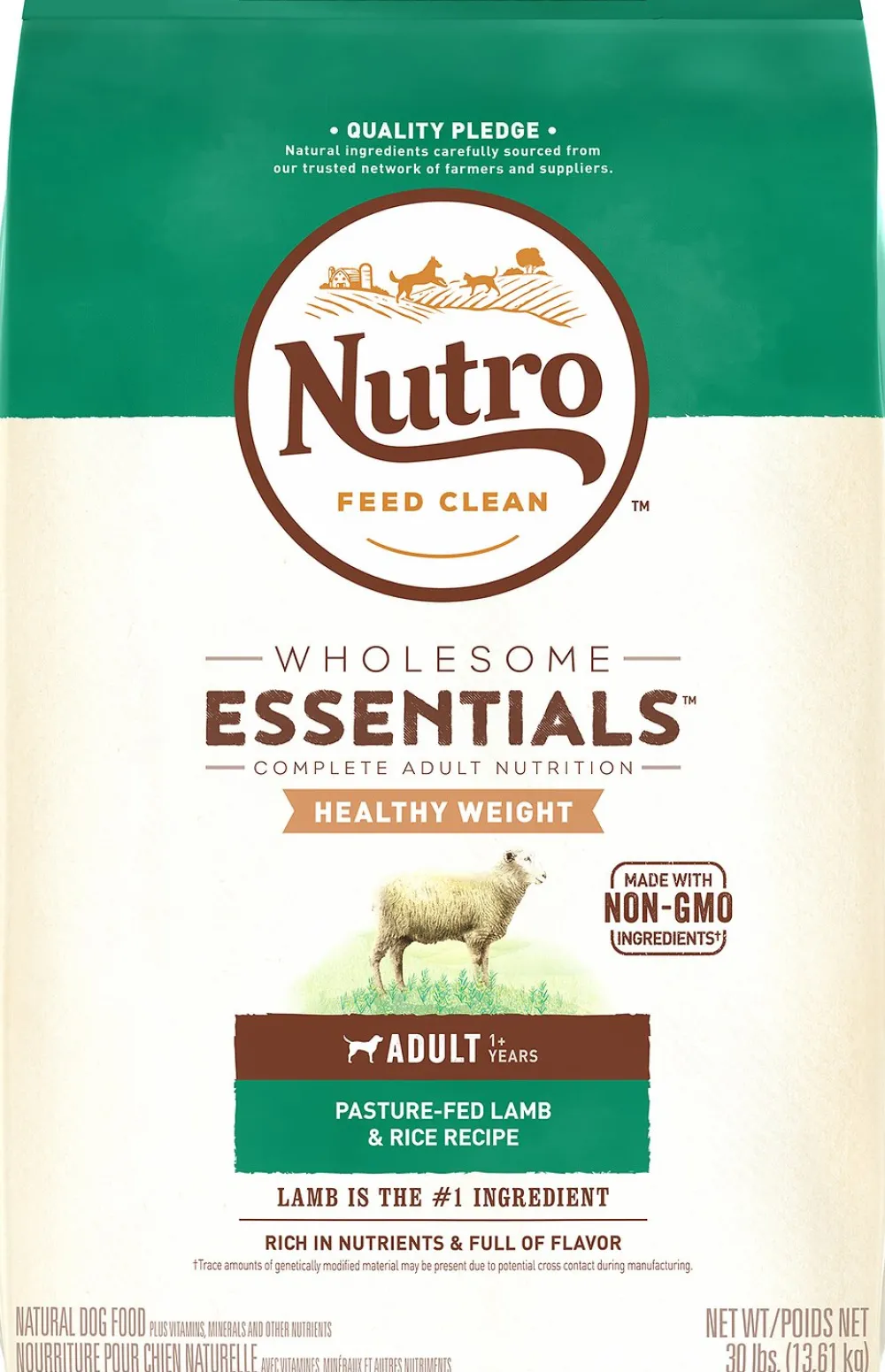 Nutro Dry Food^Wholesome Essentials Healthy Weight Adult Pasture Fed Lamb & Rice Recipe Dry Dog Food, 30-lb
