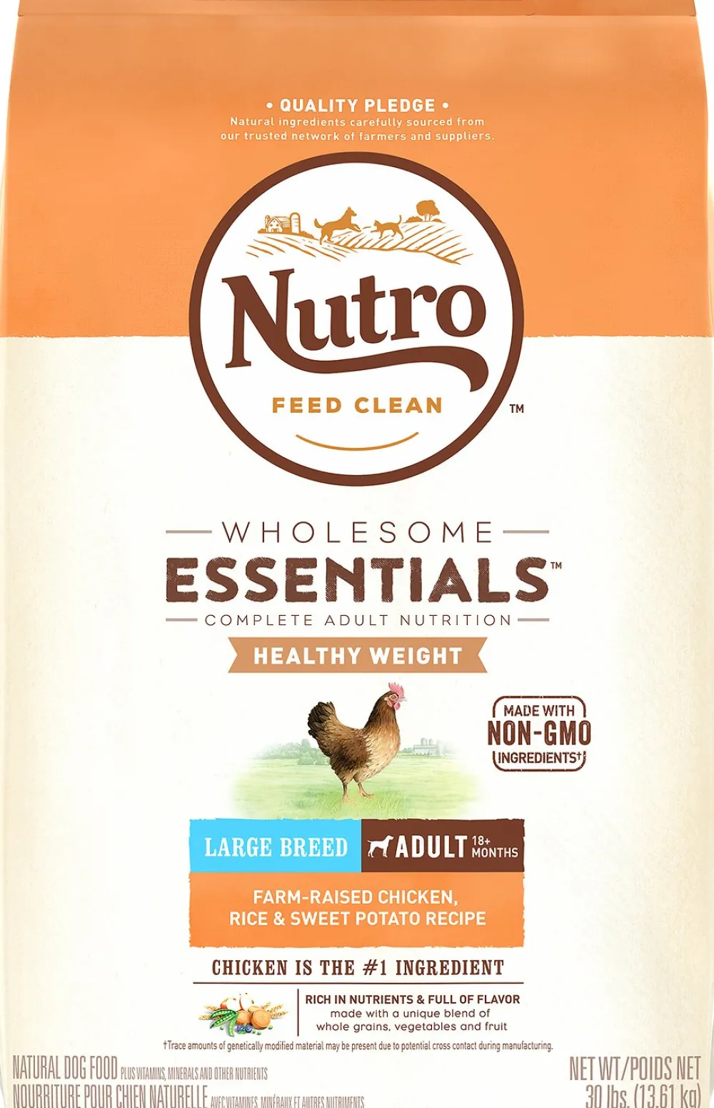 Nutro Dry Food^Wholesome Essentials Healthy Weight Large Breed Adult Farm Raised Chicken, Rice & Sweet Potato Recipe Dry Dog Food, 30-lb
