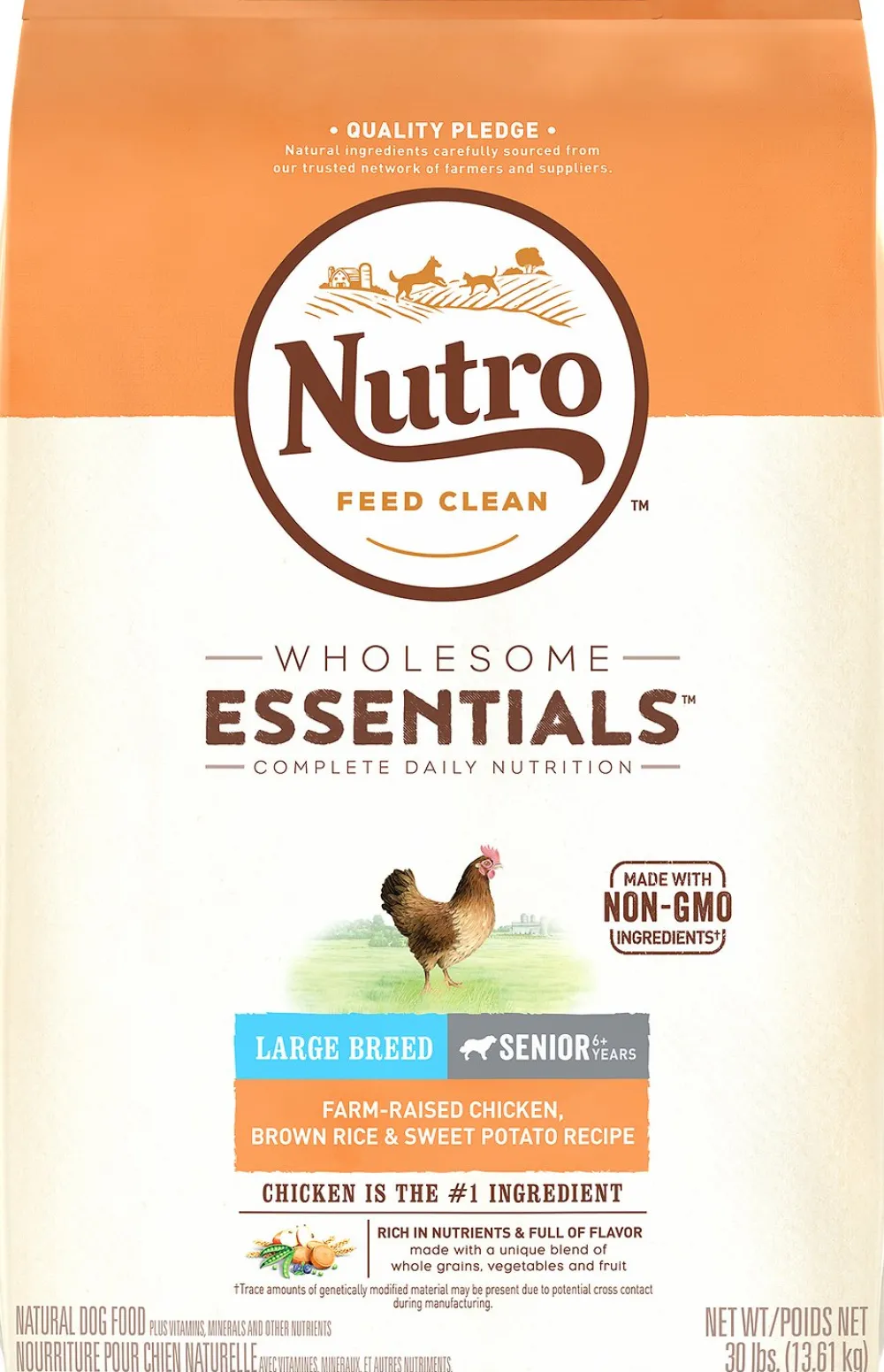 Nutro Dry Food^Wholesome Essentials Large Breed Senior Farm Raised Chicken, Brown Rice & Sweet Potato Recipe Dry Dog Food, 30-lb