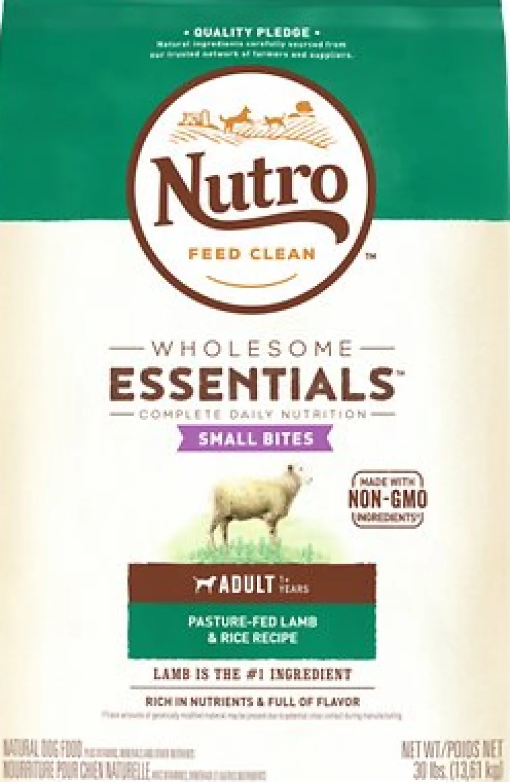 Nutro Dry Food^Wholesome Essentials Small Bites Adult Pasture Fed Lamb & Rice Recipe Dry Dog Food, 30-lb