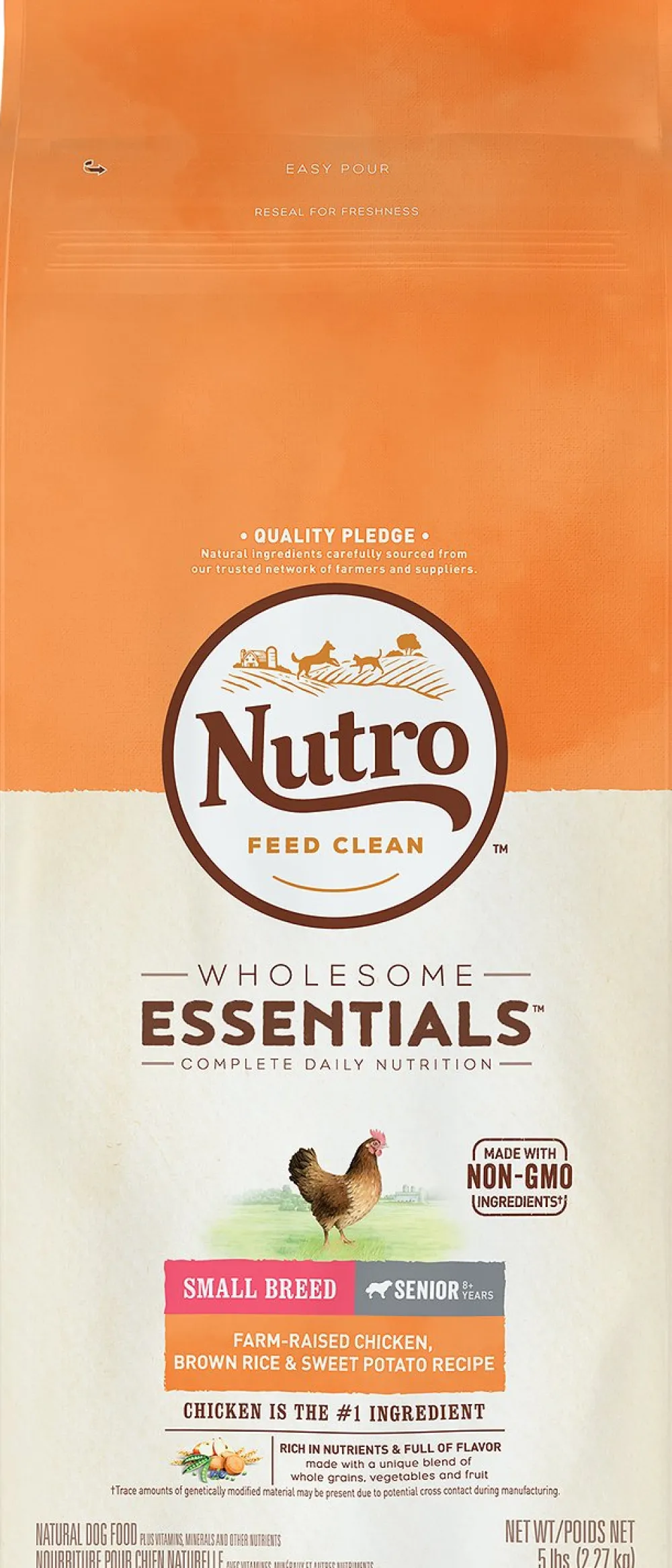 Nutro Dry Food^Wholesome Essentials Small Breed Senior Farm-Raised Chicken, Brown Rice & Sweet Potato Recipe Dry Dog Food, 5-lb