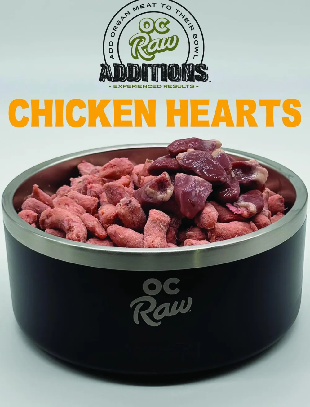 Oc Raw Frozen Food^Additions Whole Chicken Heart Frozen Dog Food, 2-lb
