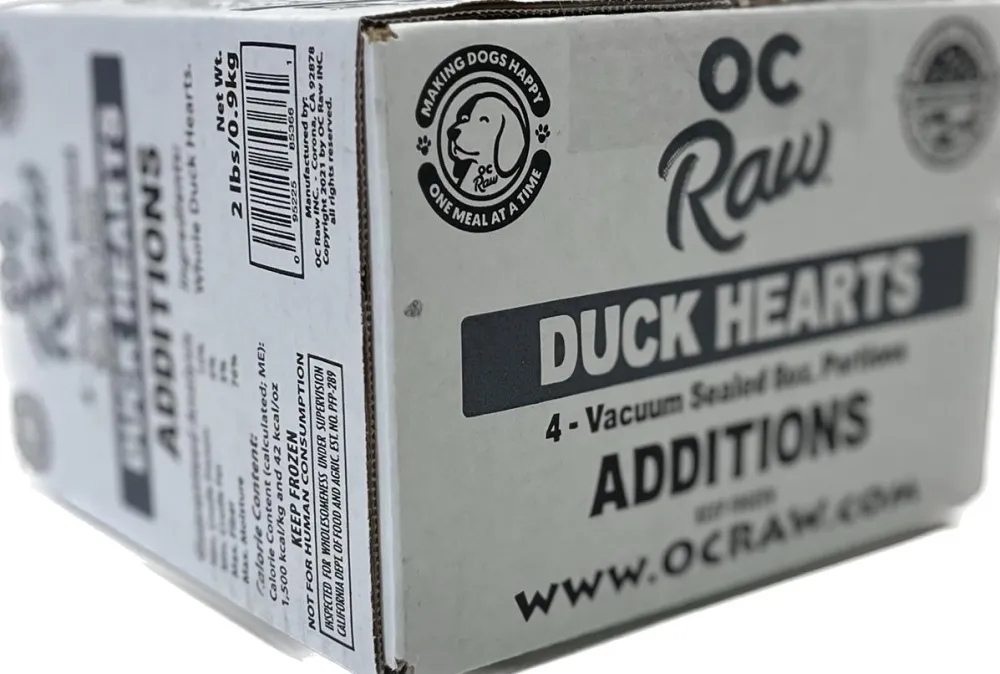 Oc Raw Frozen Food^Additions Whole Duck Heart Frozen Dog Food, 2-lb