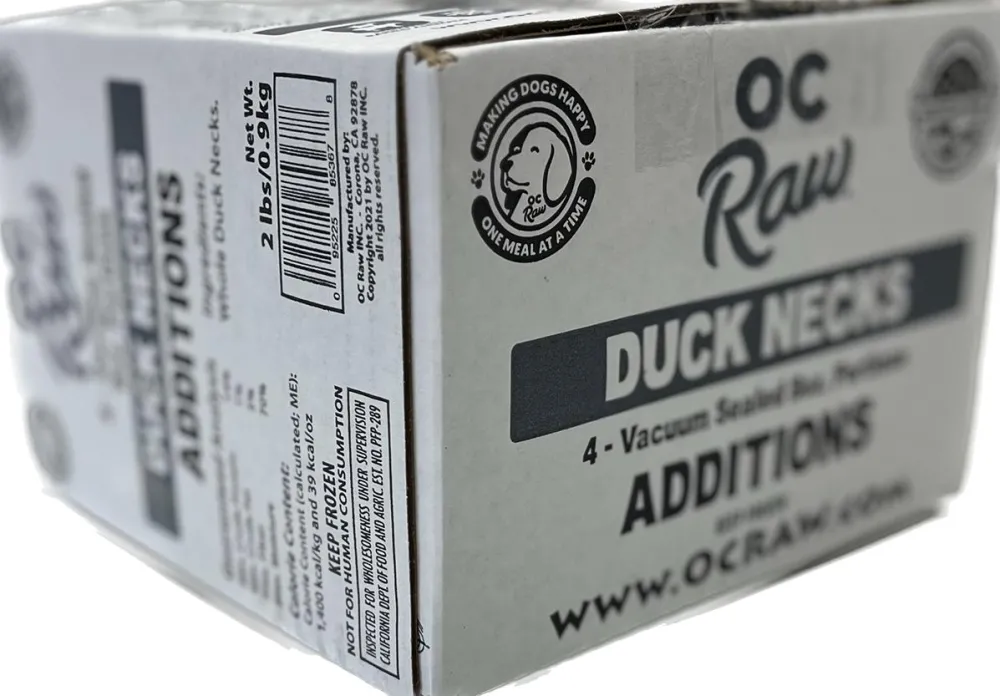 Oc Raw Frozen Food^Additions Whole Duck Neck Frozen Dog Food, 2-lb
