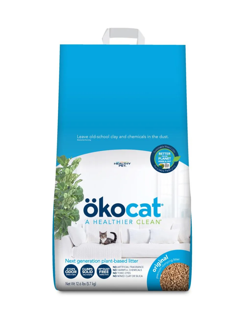 Okocat Litter & Accessories | Litter & Accessories^Original Premium Natural Wood Clumping Cat Litter, 12.6-lb