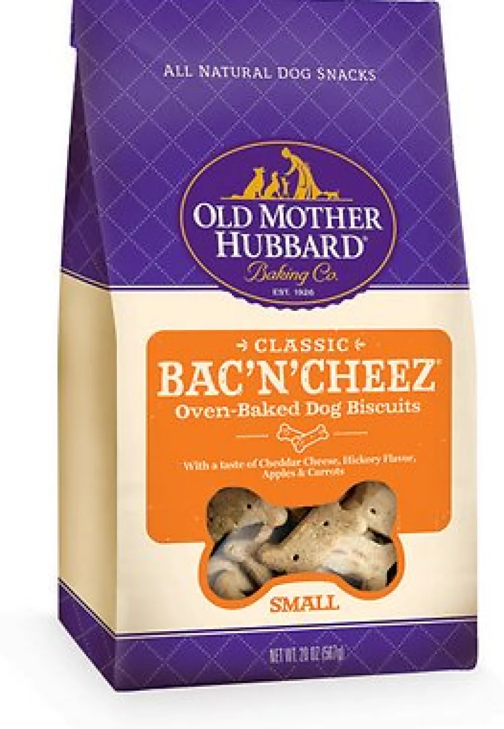 Old Mother Hubbard Biscuits & Crunchy Treats^Classic Bac'N'Cheez Biscuits Baked Dog Treats, Small, 20-oz