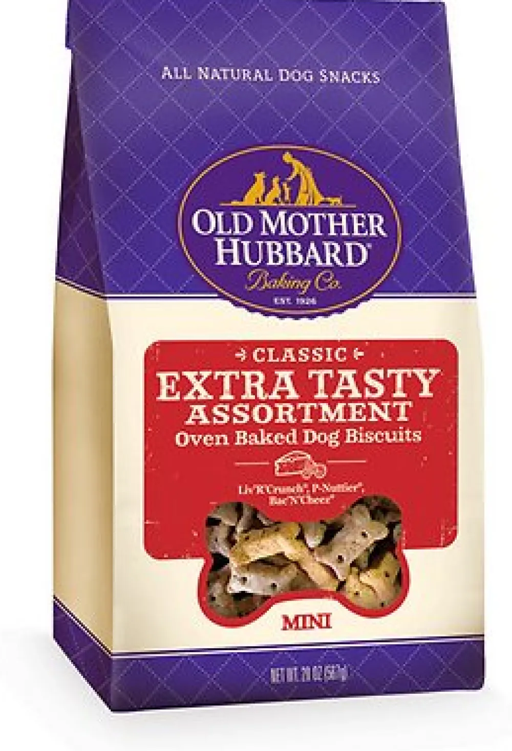 Old Mother Hubbard Biscuits & Crunchy Treats^Classic Extra Tasty Assortment Biscuits Mini Baked Dog Treats, 20-oz
