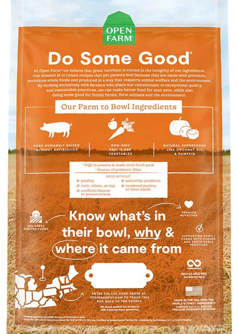 Open Farm Dry Food^Farmer's Table Pork Grain-Free Dry Dog Food, 4-lb