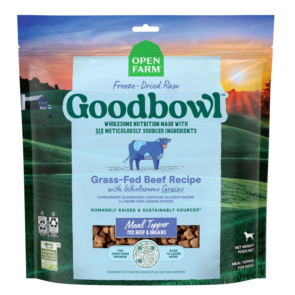 Open Farm Food Toppings^Goodbowl Grass-Fed Beef with Wholesome Grains Freeze-Dried Raw Dog Food Topper, 8-oz