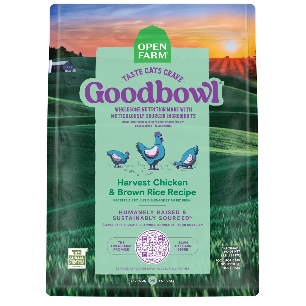 Open Farm Dry Food^Goodbowl Harvest Chicken & Brown Rice Dry Cat Food, 3-lb