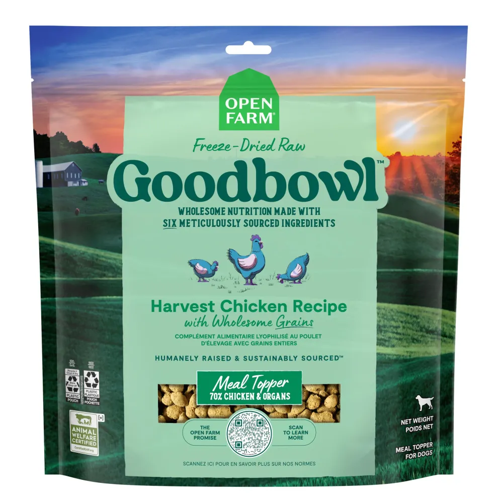 Open Farm Food Toppings^Goodbowl Harvest Chicken with Wholesome Grains Freeze-Dried Raw Dog Food Topper, 8-oz