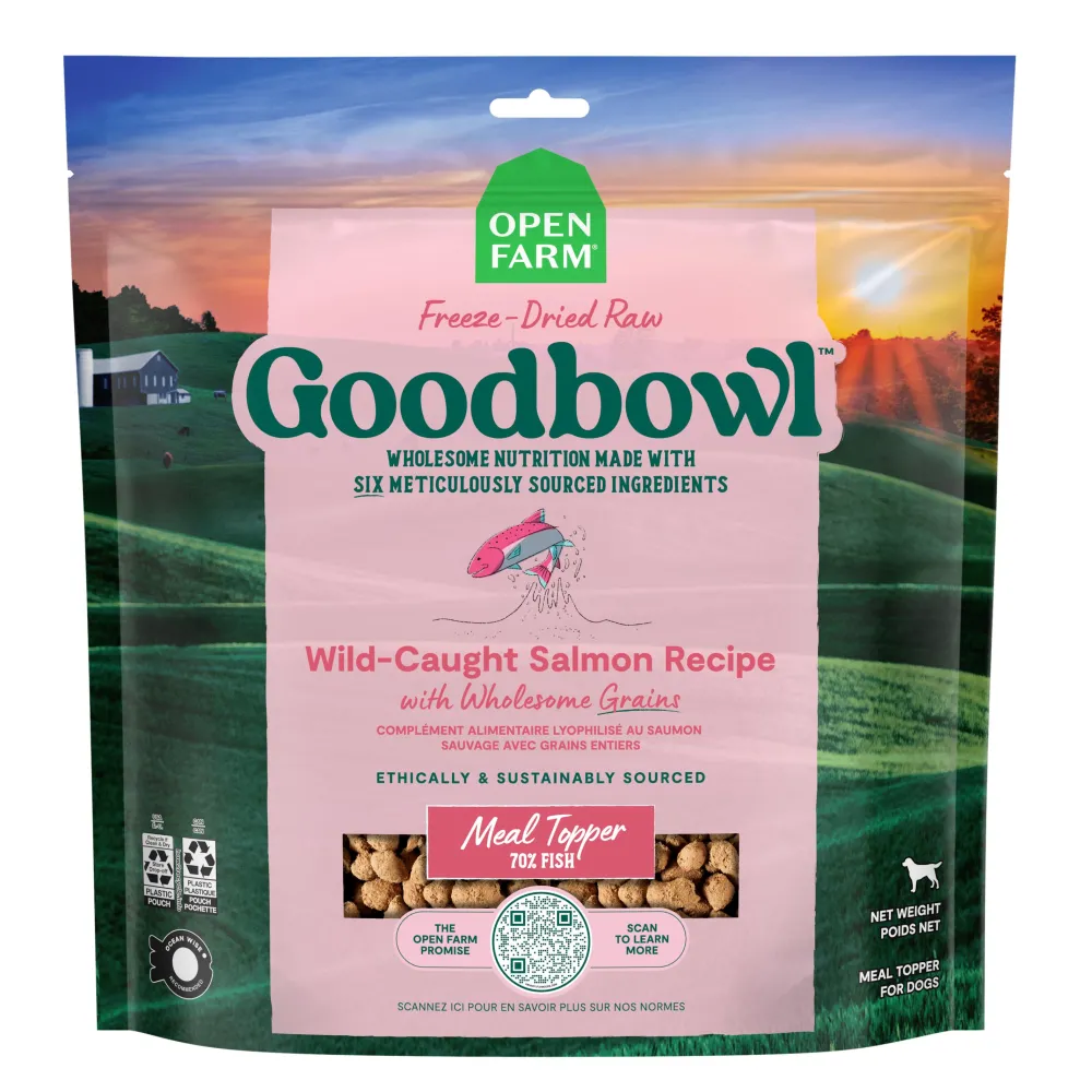 Open Farm Food Toppings^Goodbowl Wild-Caught Salmon with Wholesome Grains Freeze-Dried Raw Dog Food Topper, 8-oz