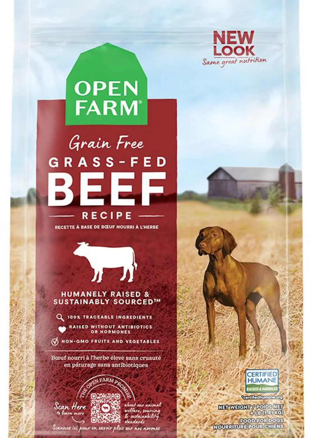 Open Farm Dry Food^Grass-Fed Beef Grain-Free Dry Dog Food, 4-lb