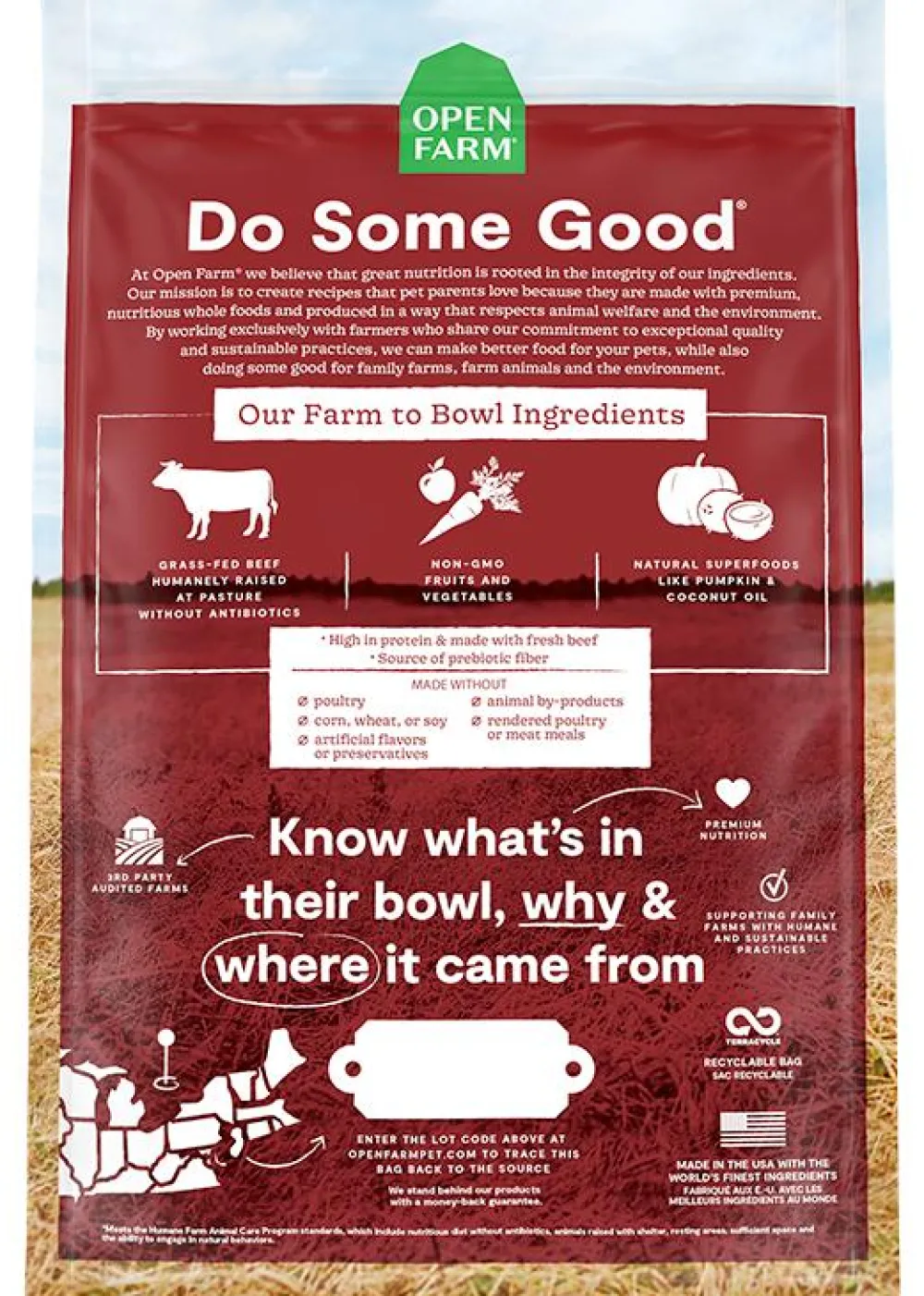 Open Farm Dry Food^Grass-Fed Beef Grain-Free Dry Dog Food, 4-lb
