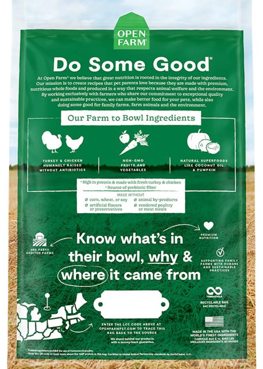 Open Farm Dry Food^Homestead Turkey & Chicken Grain-Free Dry Dog Food, 4-lb