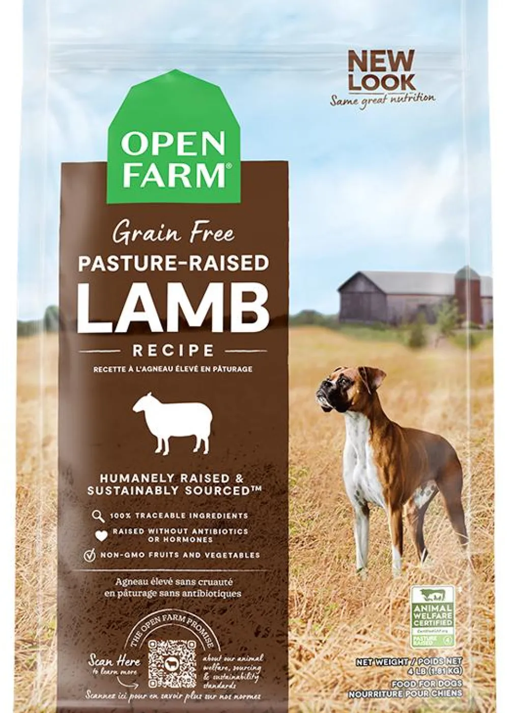 Open Farm Dry Food^Pasture-Raised Lamb Grain-Free Dry Dog Food, 4-lb