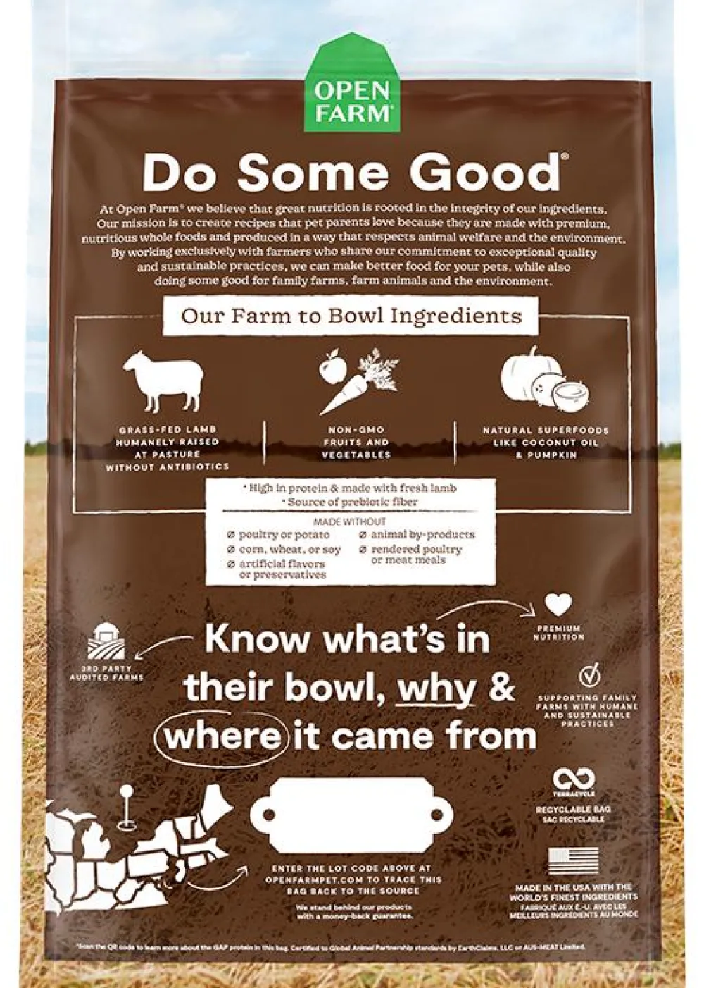 Open Farm Dry Food^Pasture-Raised Lamb Grain-Free Dry Dog Food, 4-lb