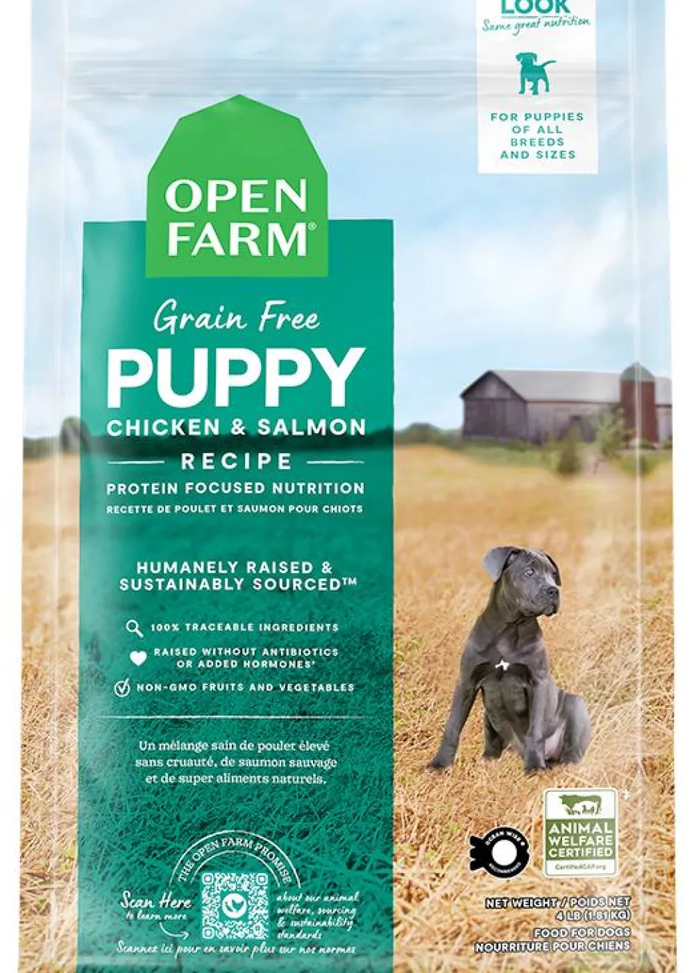 Open Farm Dry Food^Puppy Chicken & Salmon Grain-Free Dry Dog Food, 4-lb