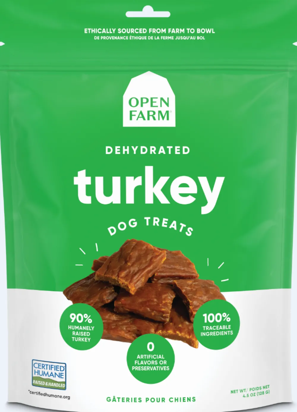 Open Farm Air-Dried & Dehydrated Treats^Turkey Dehydrated Dog Treats, 4.5-oz
