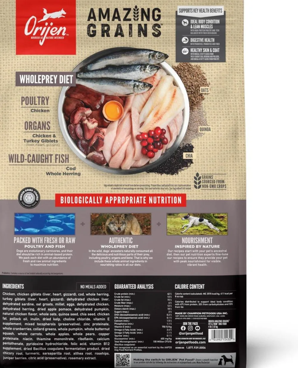 Orijen Dry Food^Amazing Grains Fit & Trim Dry Dog Food, 4-lb