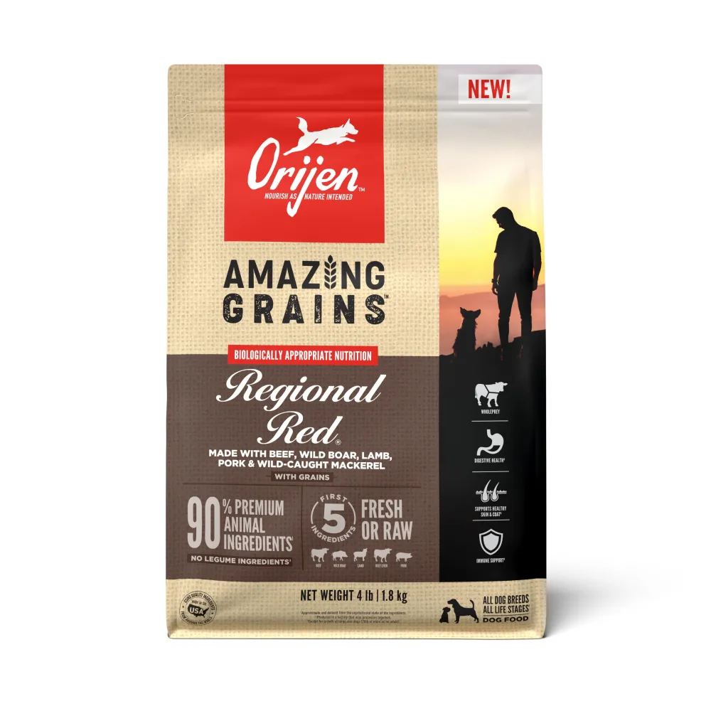 Orijen Dry Food^Amazing Grains Regional Red Dry Dog Food, 4-lb