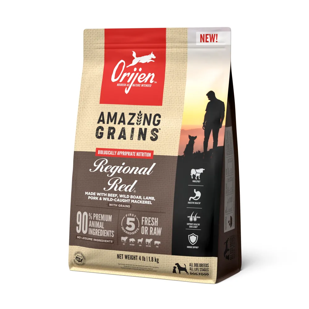 Orijen Dry Food^Amazing Grains Regional Red Dry Dog Food, 4-lb
