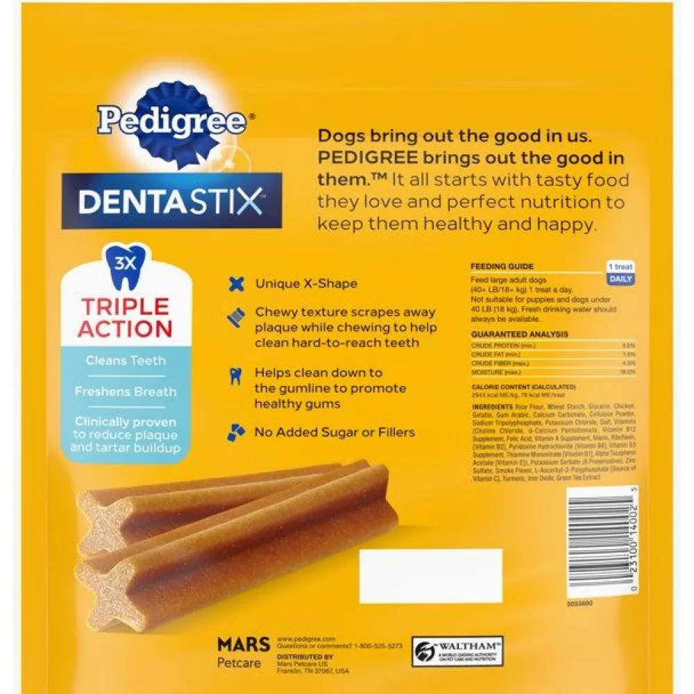 Pedigree Dental & Hard Chews^DENTASTIX Original with Real Chicken Dental Dog Treats, Large, 32-count