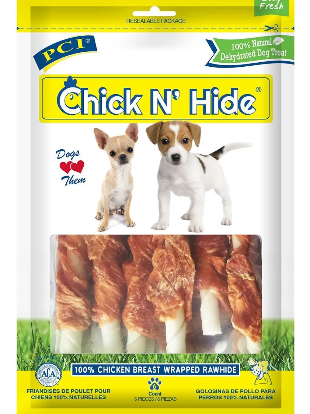 Pet Center Bully Sticks & Natural Chews^Chick N' Hide Dog Treats, 6 count