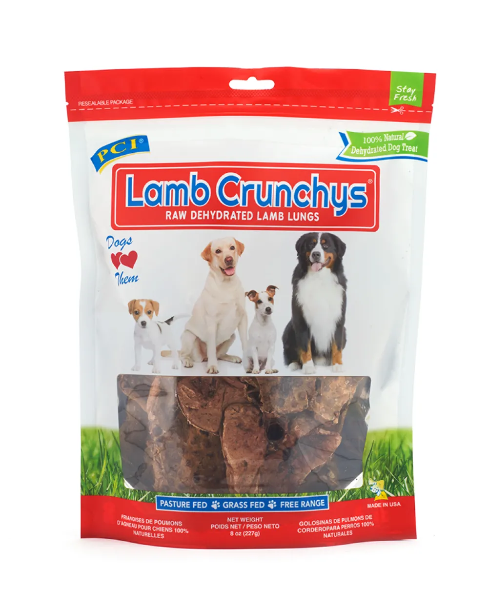 Pet Center Air-Dried & Dehydrated Treats^Lamb Lung Crunchys Raw Dehydrated Dog Treats, 8-oz
