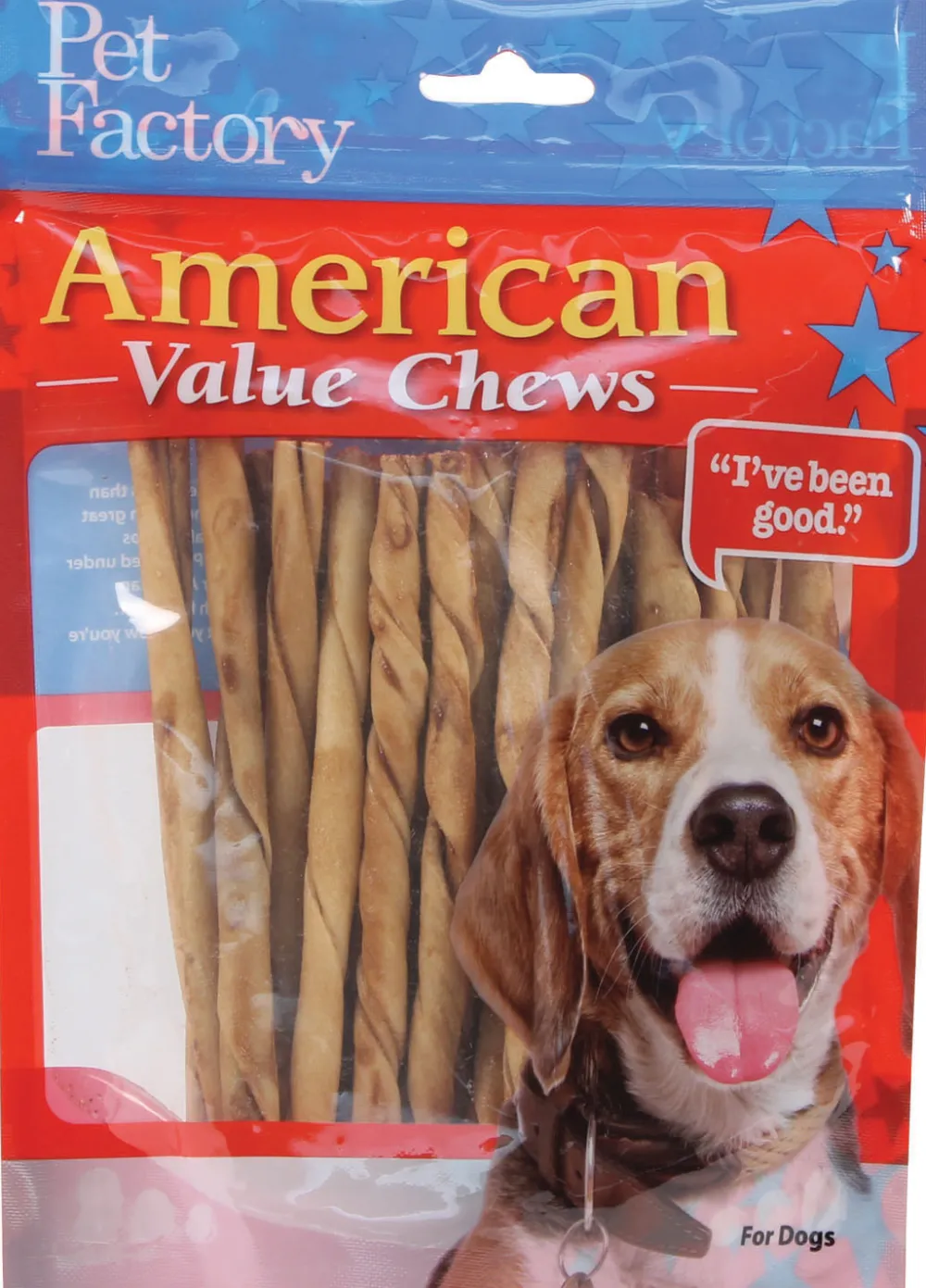 Pet Factory Bully Sticks & Natural Chews^American Beefhide Chicken Flavored Twist Sticks Dog Treats, 5-in, 25-pk