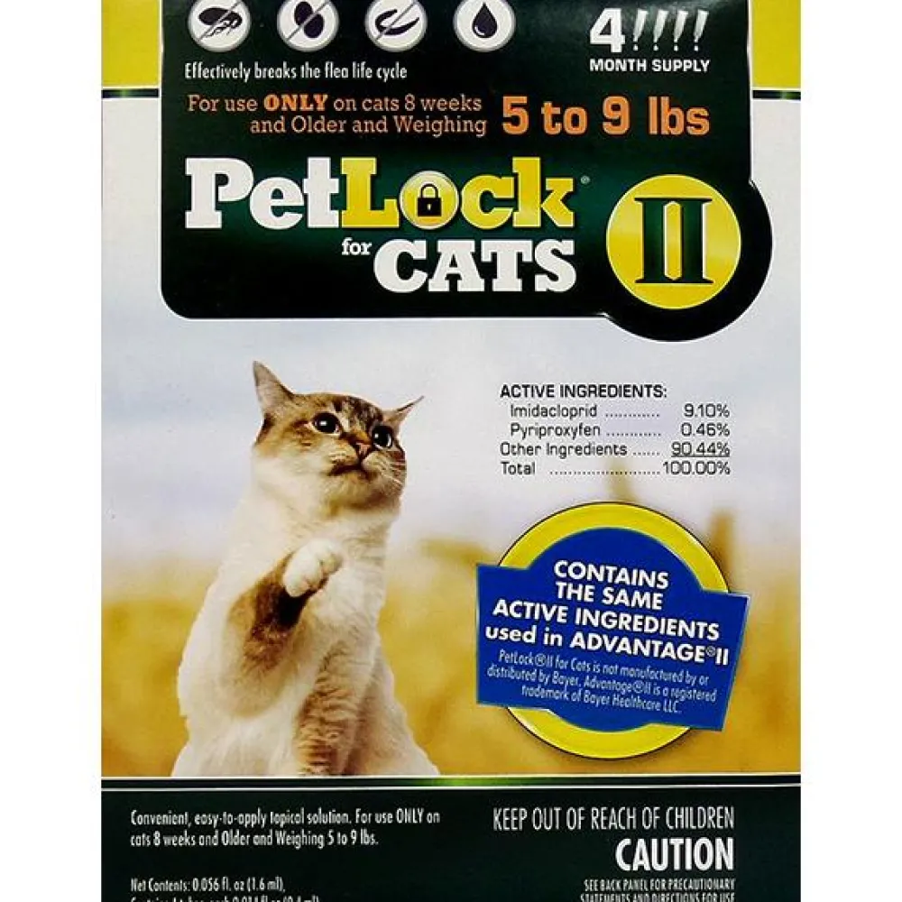 Petlock Flea & Tick | Flea & Tick^II Flea Treatment & Prevention Small 5-9# Cat Topical Liquid, 4 Doses