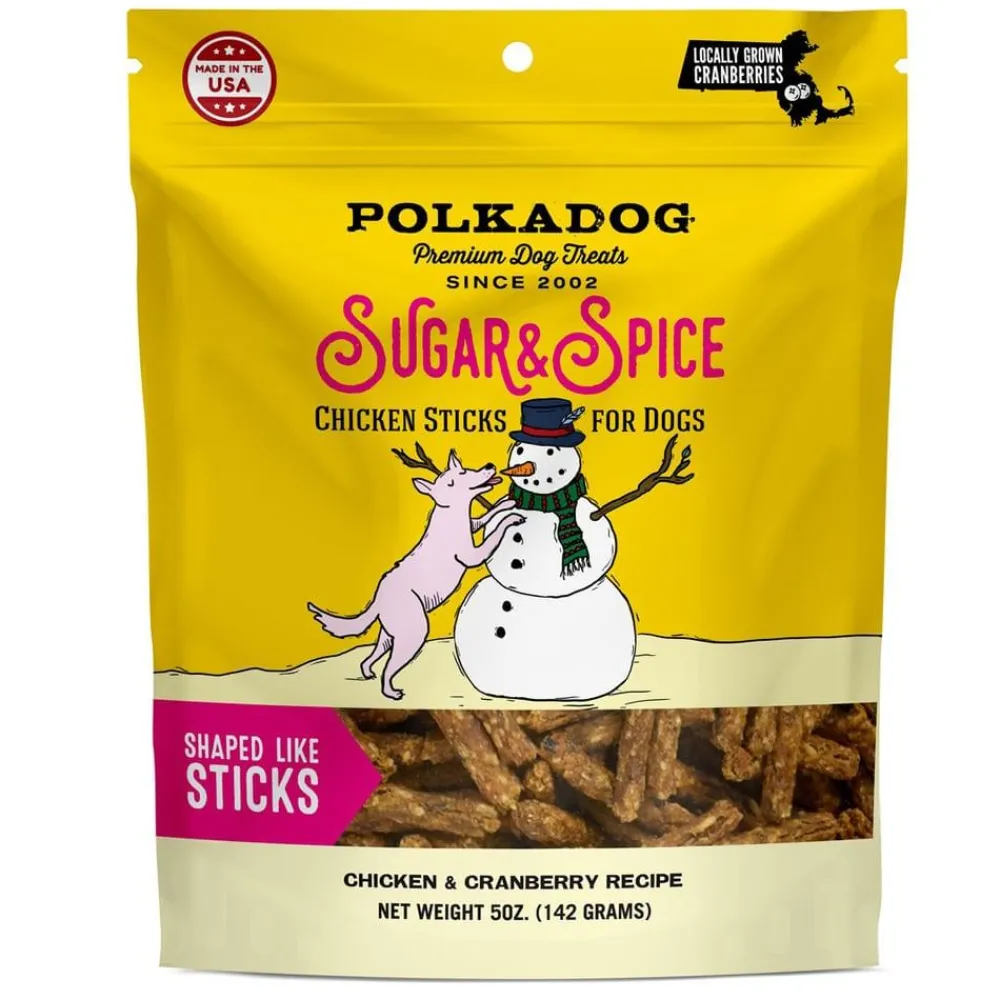Polkadog Biscuits & Crunchy Treats^Sugar & Spice Chicken Sticks Chicken & Cranberry Dog Treats, 5-oz