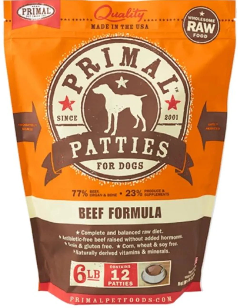 Primal Pet Foods Frozen Food^Primal Beef Formula Patties Raw Frozen Dog Food, 6-lb