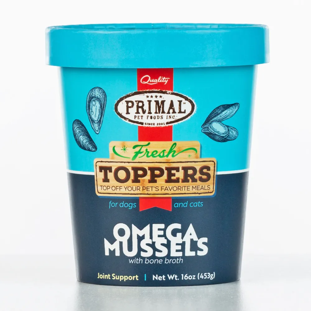 Primal Pet Foods Frozen Food | Food Toppings^Primal Fresh Toppers Omega Mussels, Frozen Dog & Cat Food Topper, 16-oz
