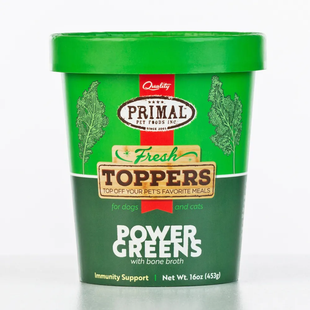 Primal Pet Foods Food Toppings | Food Toppings^Primal Fresh Toppers Power Greens, Frozen Dog & Cat Food Topper, 16-oz