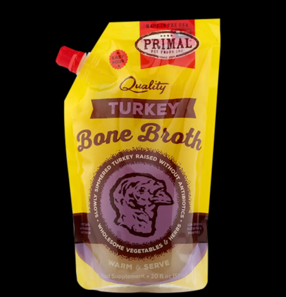Primal Pet Foods Food Toppings | Broth^Primal Frozen Turkey Bone Broth for Dogs & Cats, 20-oz