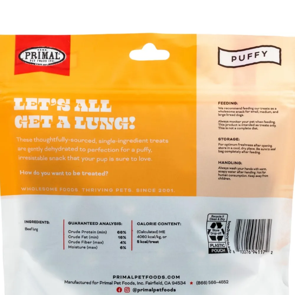 Primal Pet Foods Air-Dried & Dehydrated Treats^Primal Let's All Get A Lung Beef Dog Treats, 1-oz