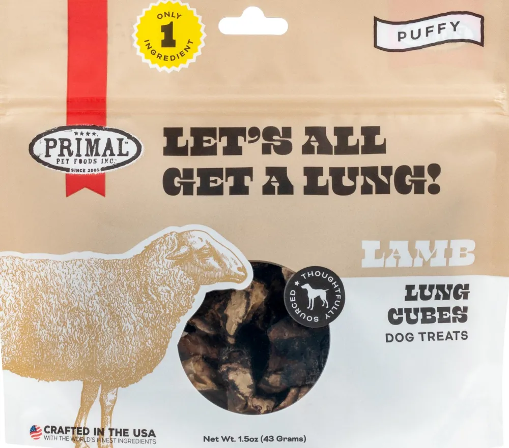 Primal Pet Foods Air-Dried & Dehydrated Treats^Primal Let's All Get A Lung Lamb Dog Treats, 1.5-oz